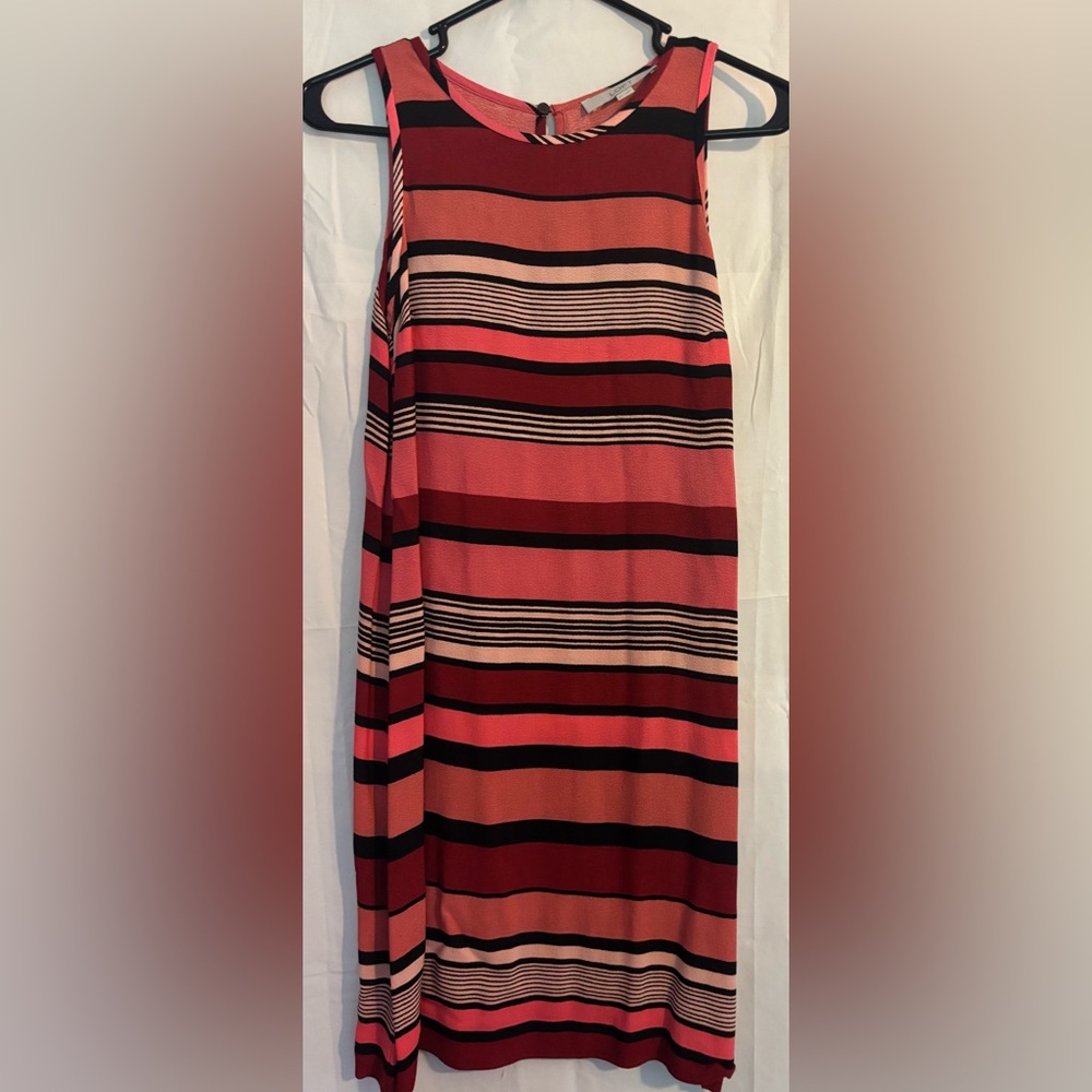 LOFT Pink and Black Striped Top